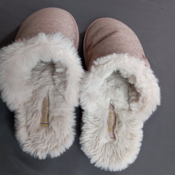 Michael Kors Janis Faux Fur-Lined Logo Jacquard Slipper 9 M Soft Pink - Picture 3 of 10